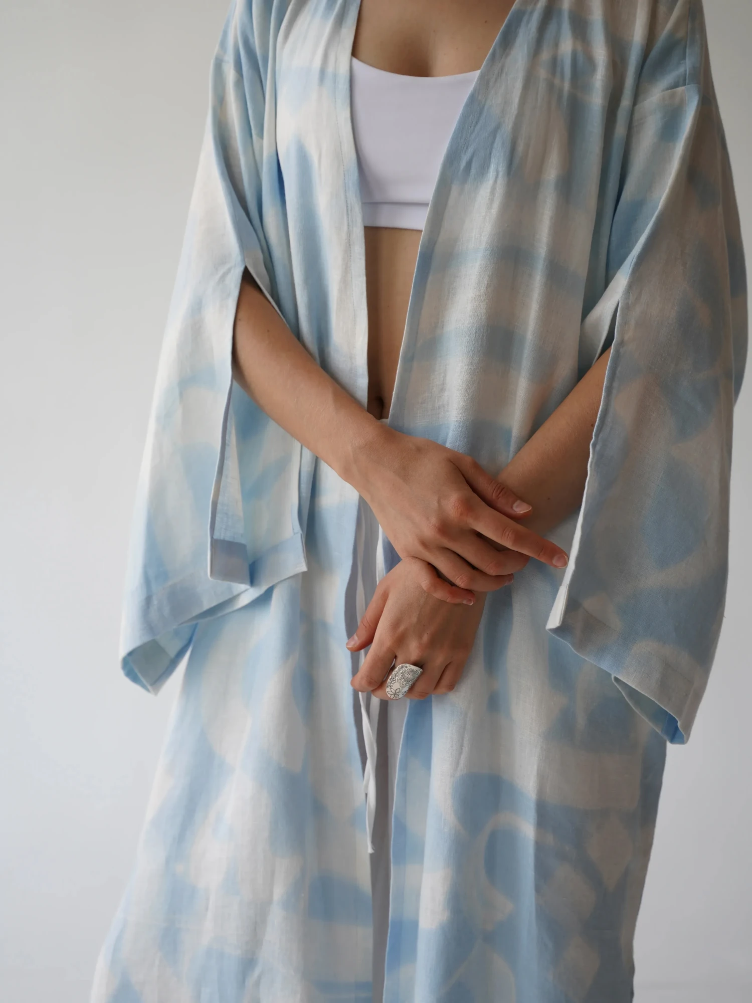 Hand-painted linen kimono. Each piece, one of a kind.